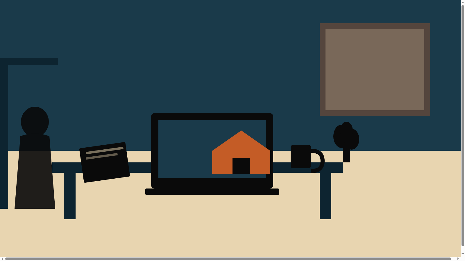 Flat illustration of a home base with roads leading to it