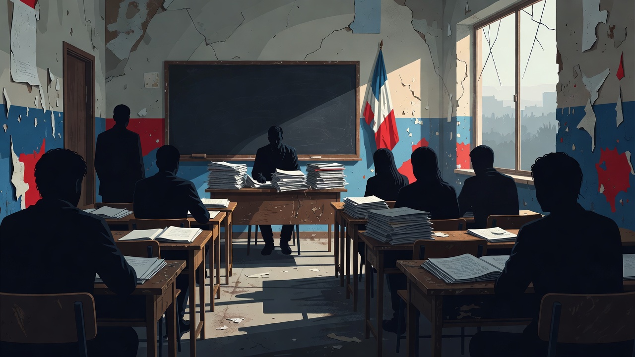 Une salle de classe française vide